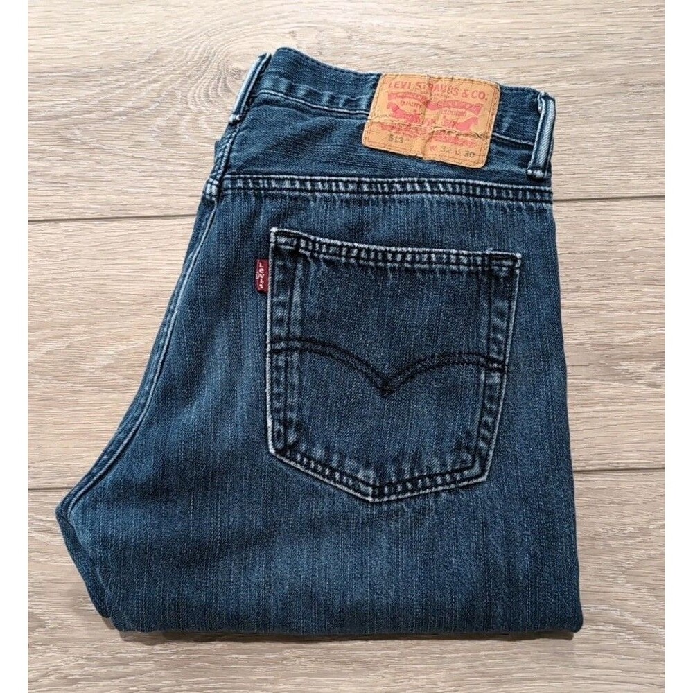 LEVI'S 513 SLIM TAPERED FIT  BLUE DENIM JEANS MENS SZ 32X30-(30x28 actual) GUC